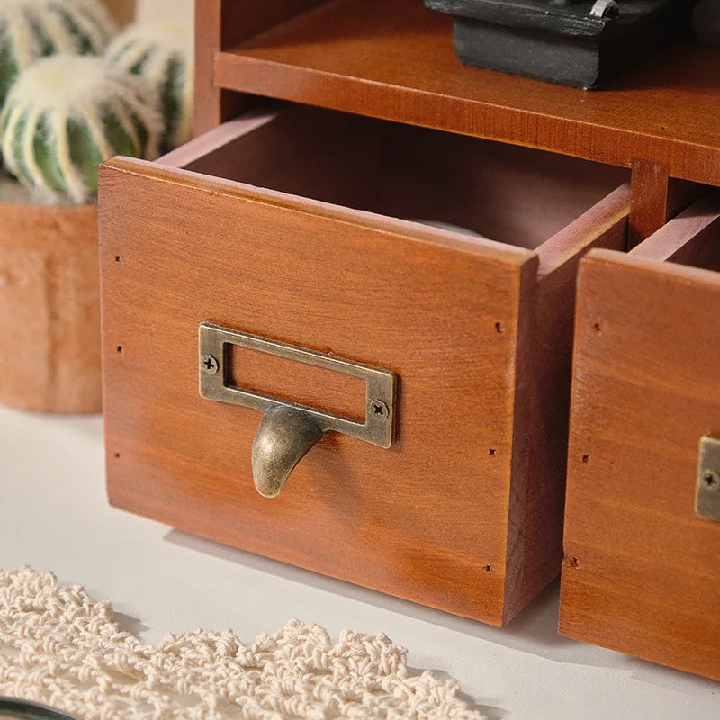 Wooden Organizer 3-Drawer Solid Wood Desktop Drawer Storage