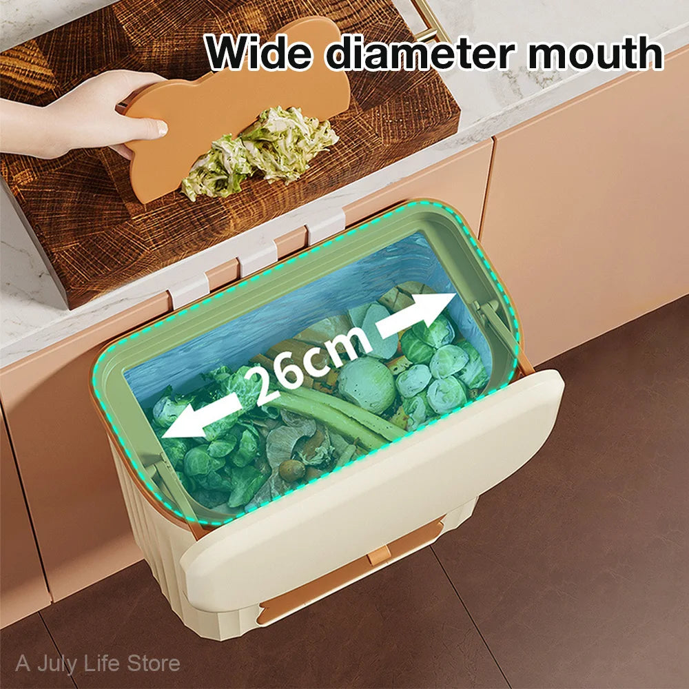 Kitchen Wastebasket 8.5L Wall Mounted Trash Can with Lid (Yellow)