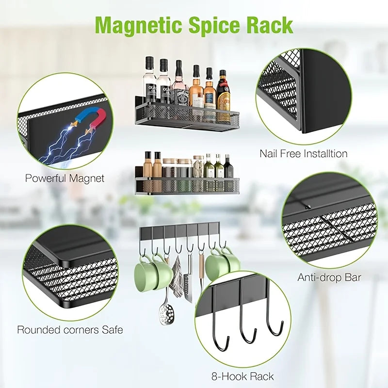 Refrigerator Magnetic Spice Rack (4-Piece Set)