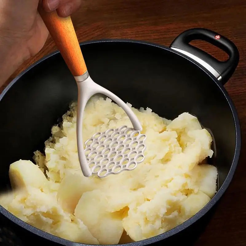 Heavy Duty Potato Masher with Ergonomic Wood Handle