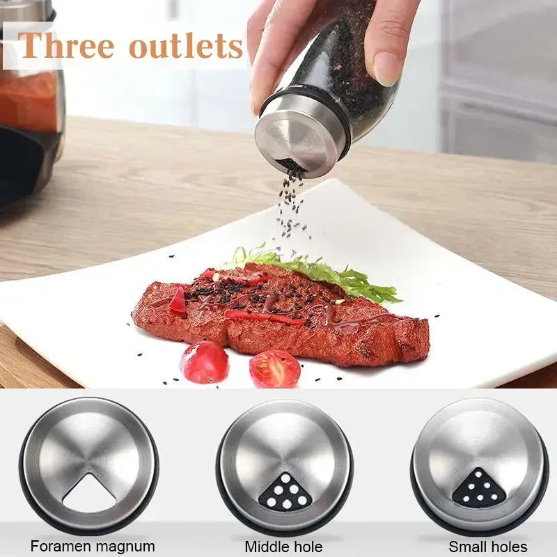 Elegant Salt & Pepper Shaker Set Glass Spice Jar Seasoning Set