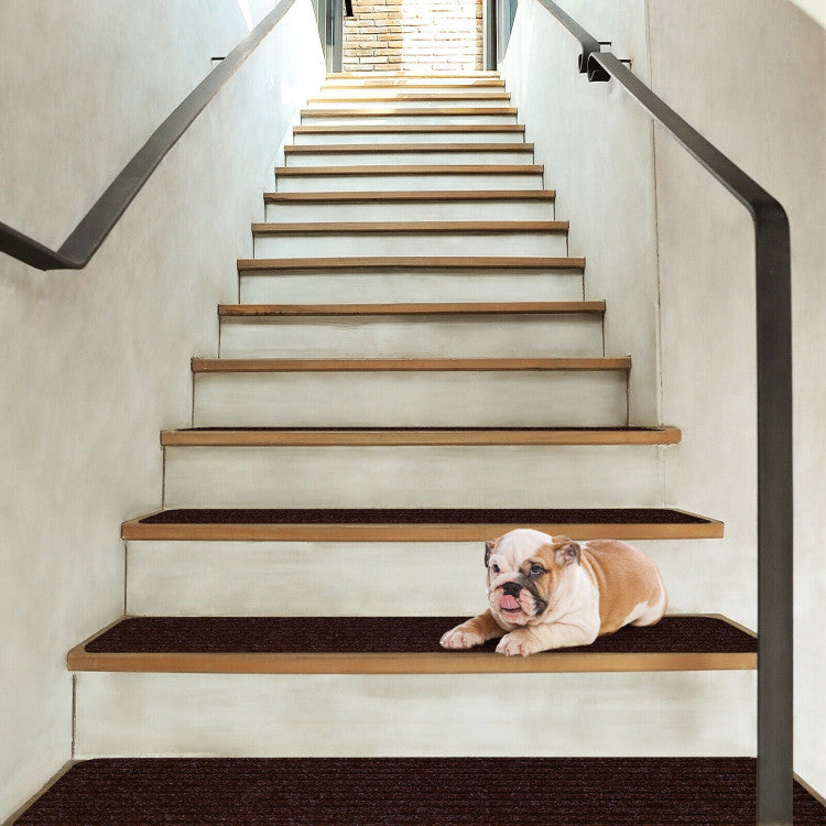 Slip-Resistant Stair Treads 15-Pack Soft Carpet Stair Treads (Brown)