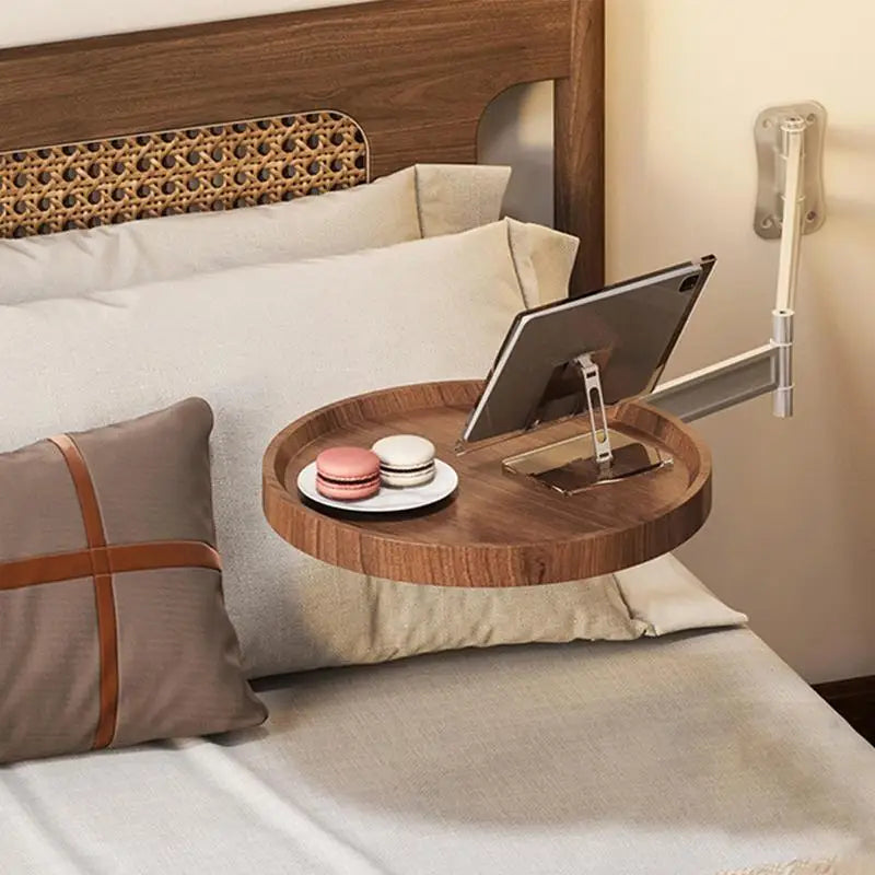 Minimalist Round Side Table Wall Table (Dark Walnut)
