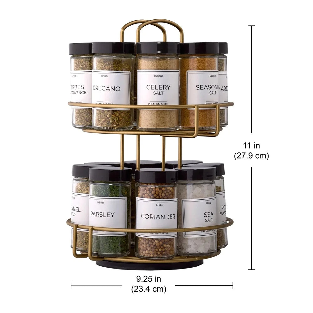 Revolving Countertop Spice Organizer with Easy-Read Labels