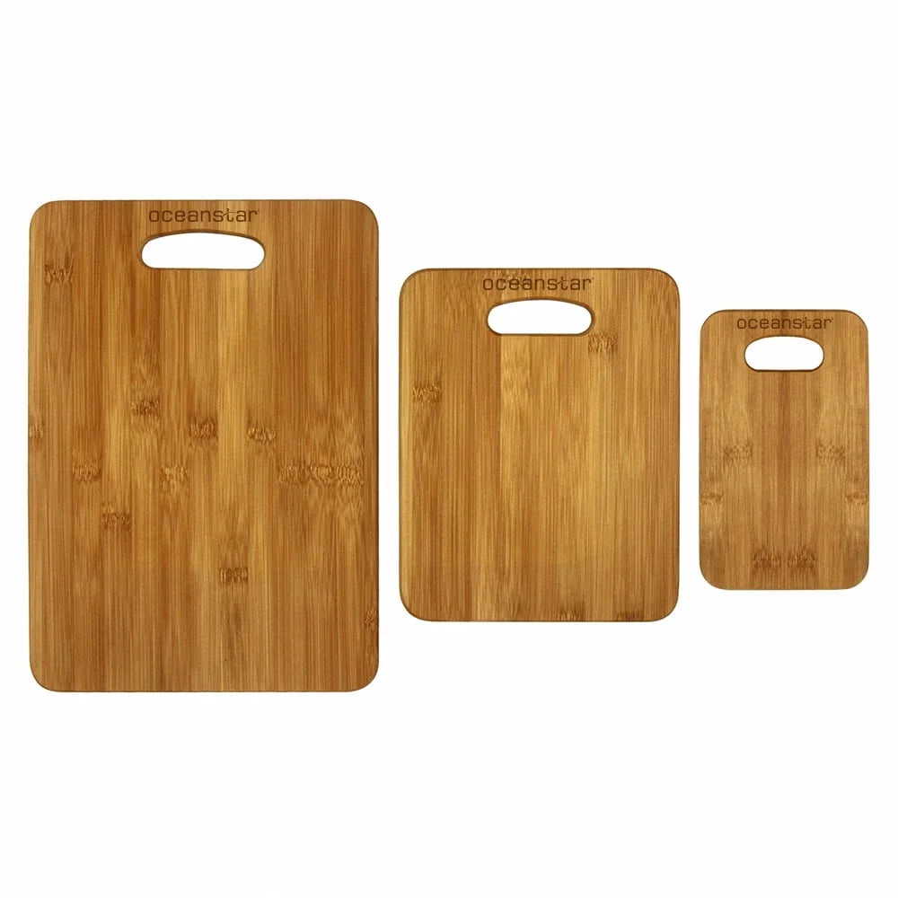 Versatile 3-Pack Bamboo Cutting Board Set Wood Boards for Kitchen Food Prep