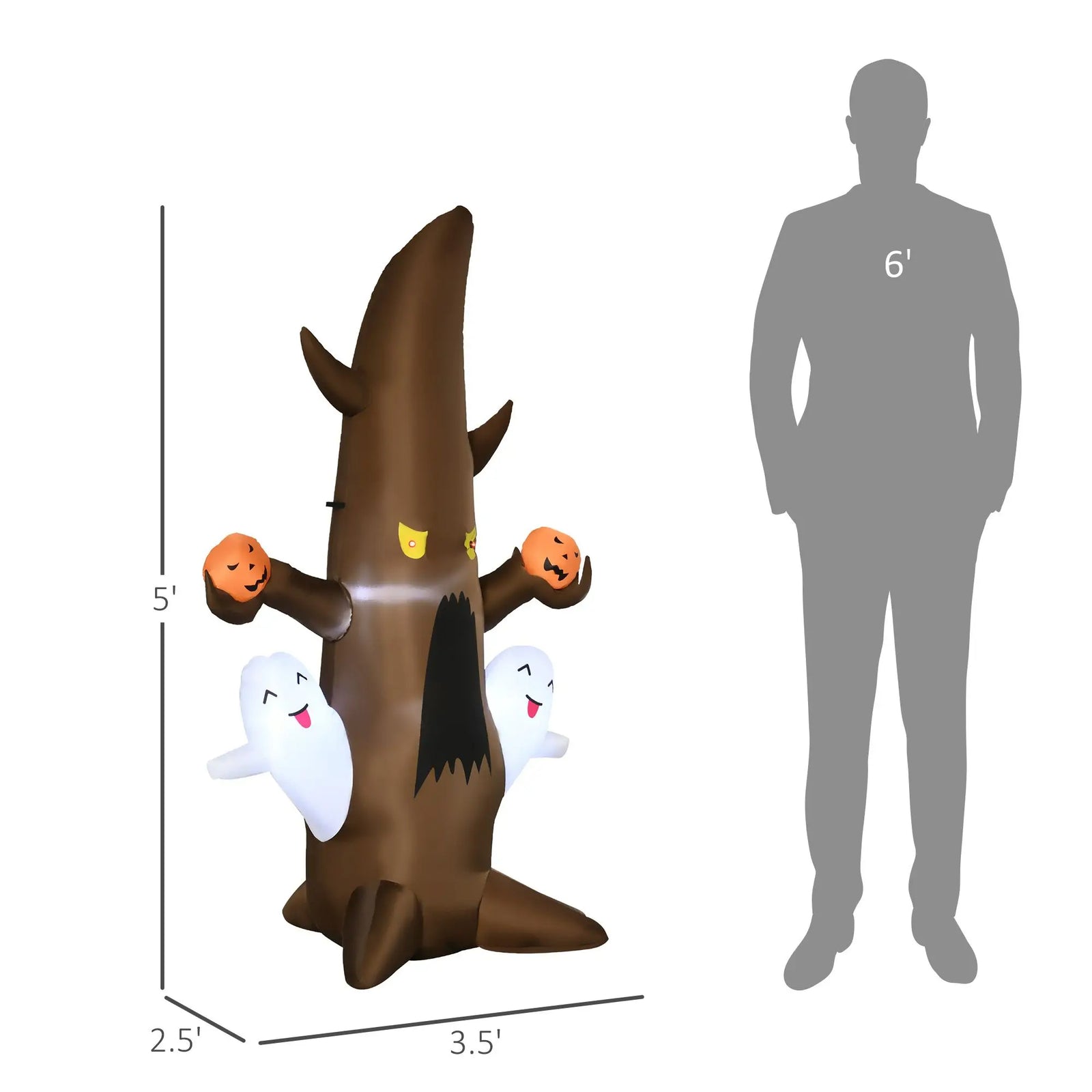 5ft LED Inflatable Halloween Ghost Tree with Pumpkins
