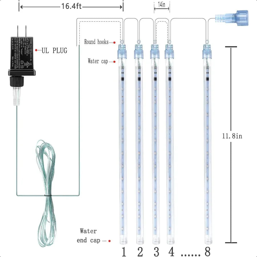 Orange Meteor Shower Halloween Lights 8-Tube Set