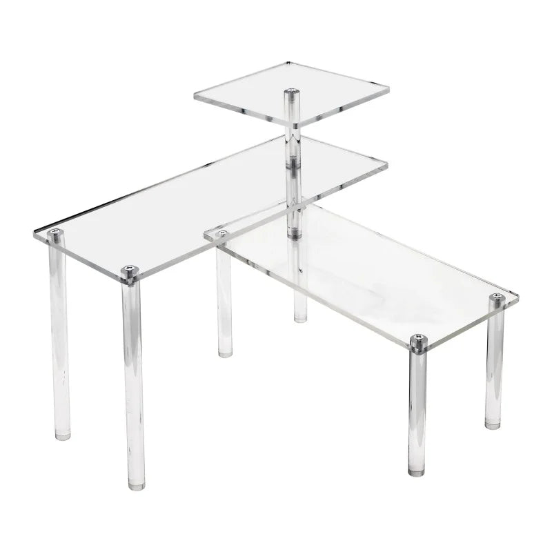 3-Tier Clear Acrylic Display Riser, Multi-Level Desktop Organizer Stand for Perfume, Skincare, Collectibles, Cupcakes & Countertop Display