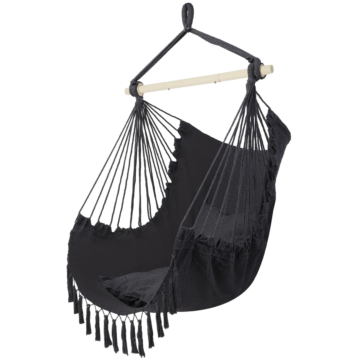 Comfortable Gray Tassel Hanging Chair for Relaxation