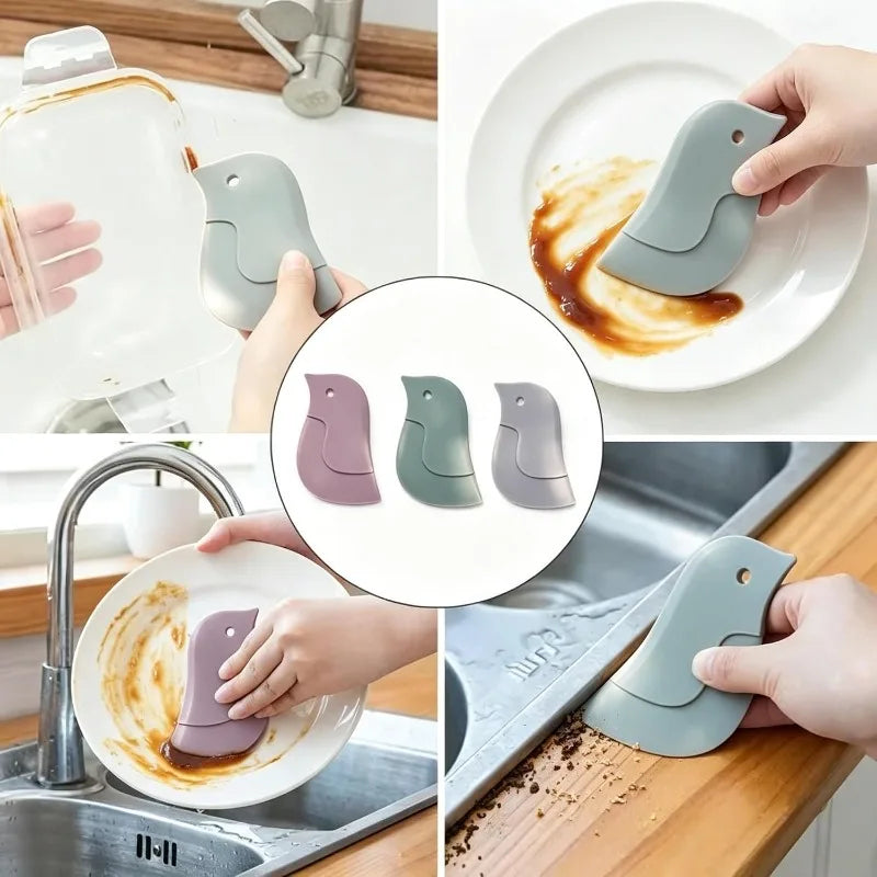 3-Pack Silicone Penguin Scrapers – Flexible Dough Cutters &amp; Grease Cleaning Tools for Baking, Pots, Pans &amp; Sinks