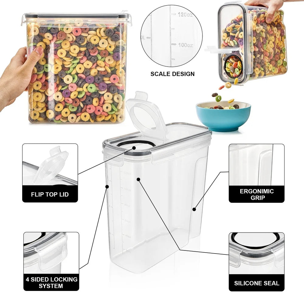 Clear Plastic Cereal Dispenser for Kitchen Pantry Organization