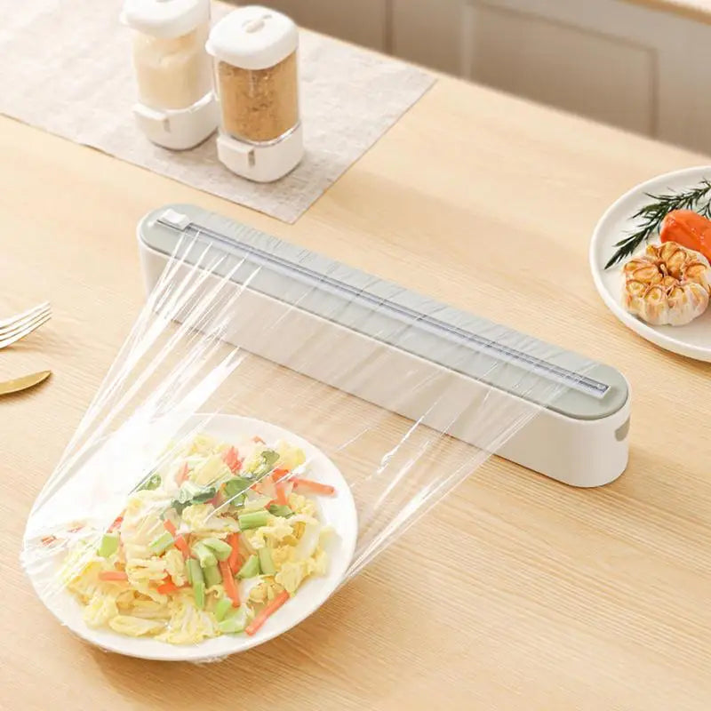 Magnetic Kitchen Wrap Dispenser with Cutter Aluminum Foil Wrap Organizer (White)
