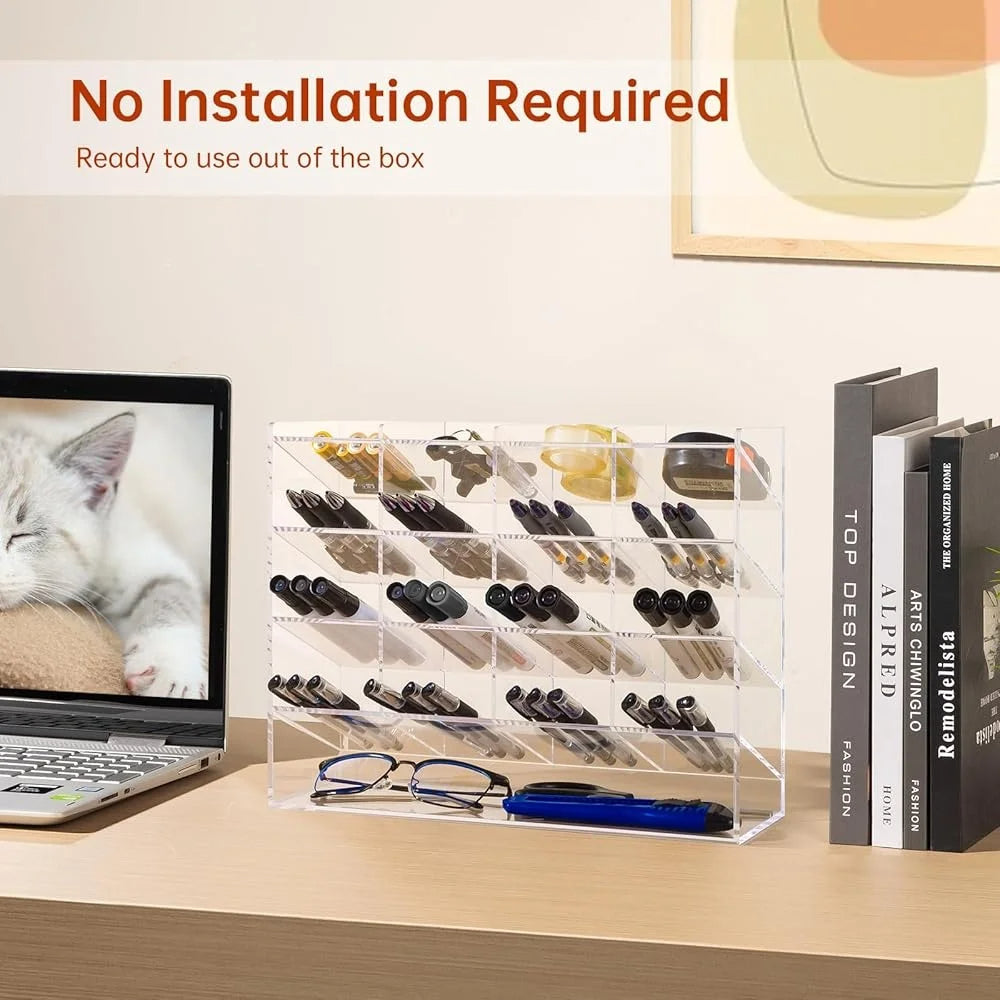 Acrylic Vertical Marker Organizer Clear Desktop Pen Holder