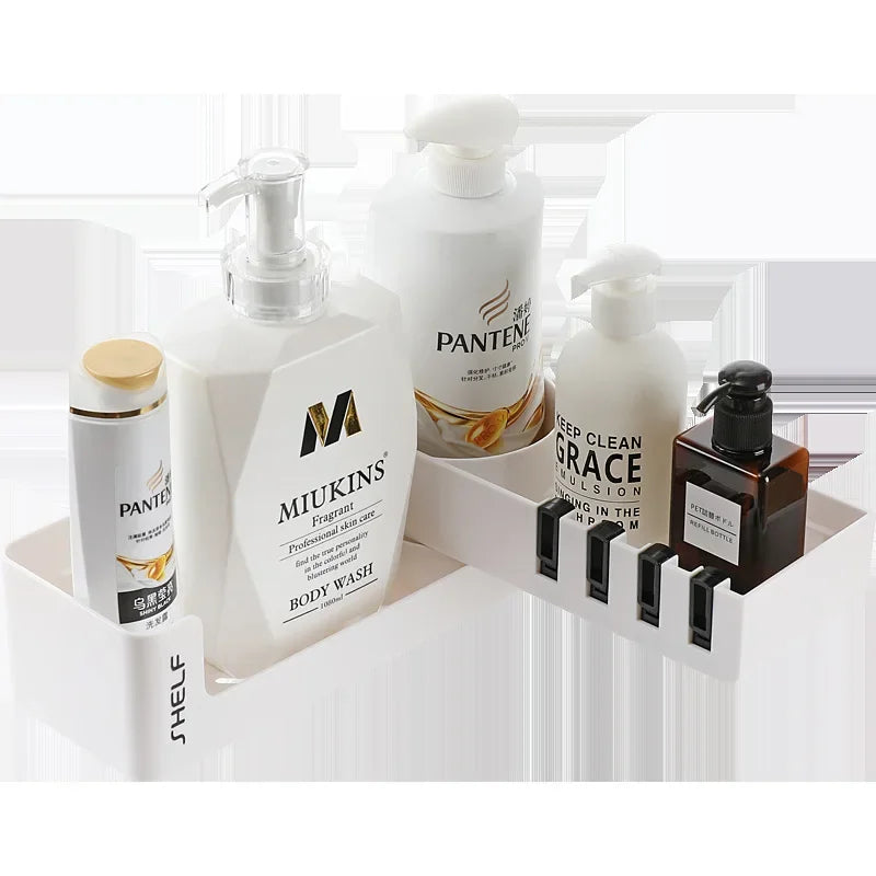 Wall-Mount Corner Storage Shelf for Bathroom Kitchen Storage (Black)