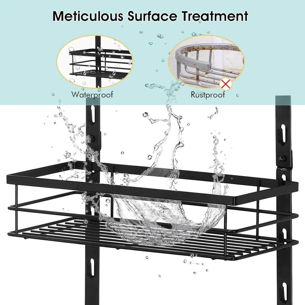 Adjustable Over-Door Shower Caddy (Black)