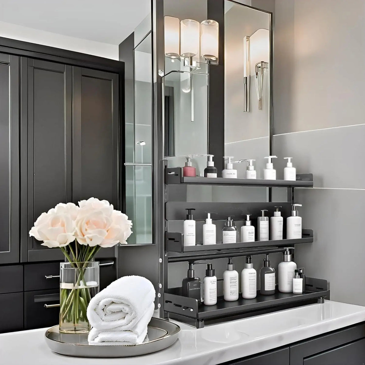 3-Tier Height-Adjustable Vertical Spice Rack: Rustproof Metal Kitchen Storage Rack