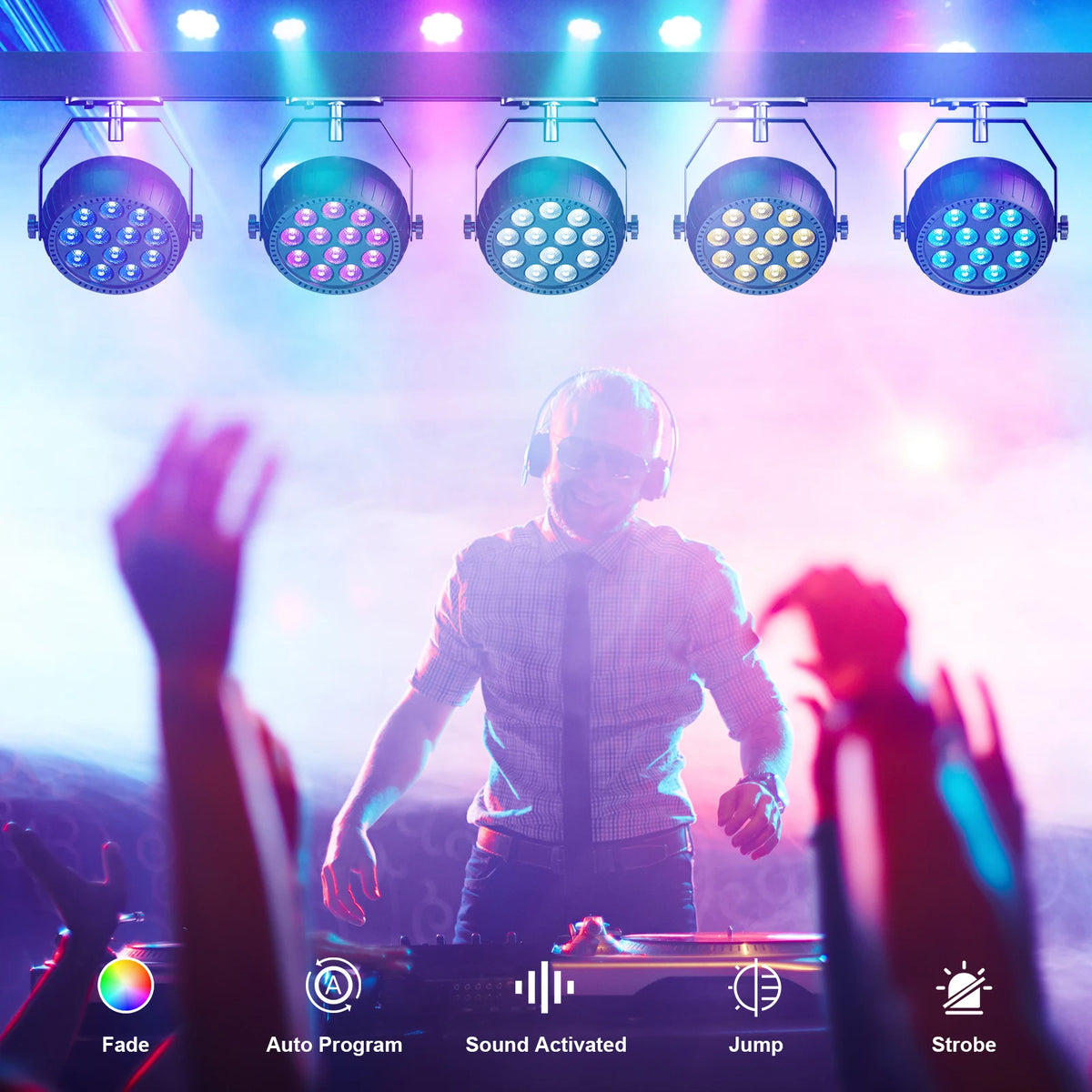 2PCS Portable Mini RGB LED Stage Party Light (US Plug)