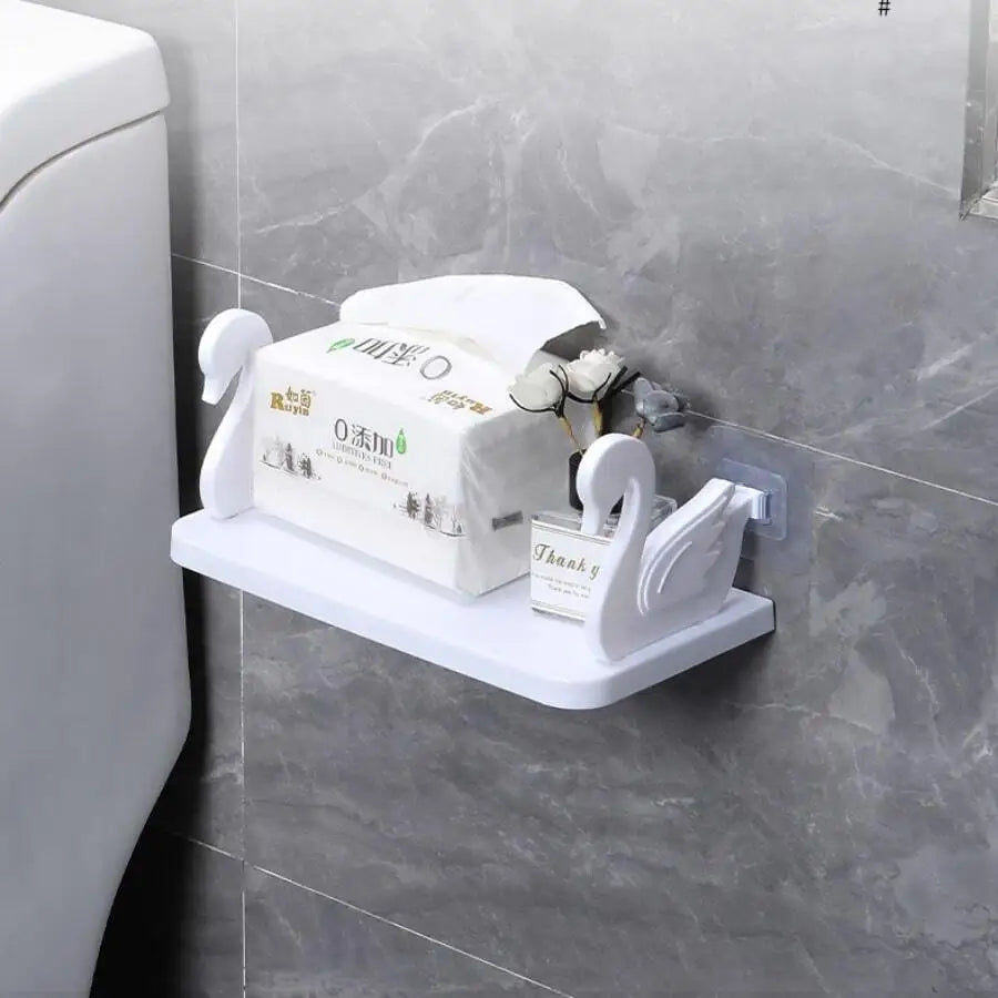 Multifunction Storage Rack White Swan Shaped Large Shelf