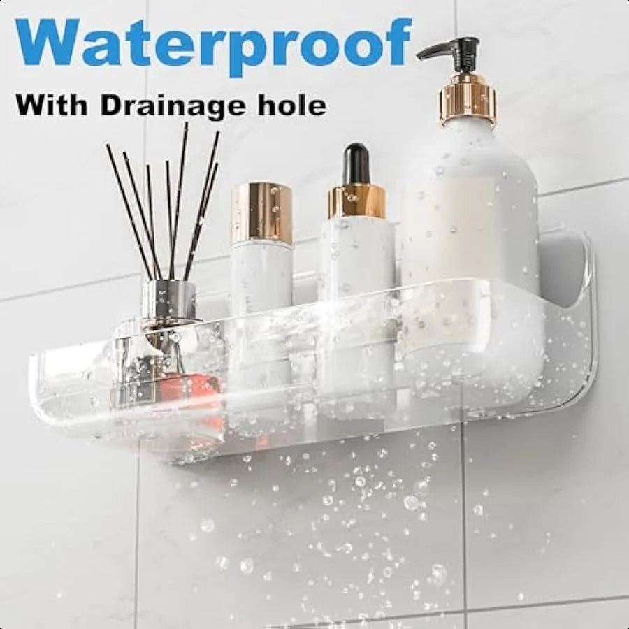 Acrylic Adhesive Shower Caddy 2-Pack No Drill Bathroom Wall Mount Storage