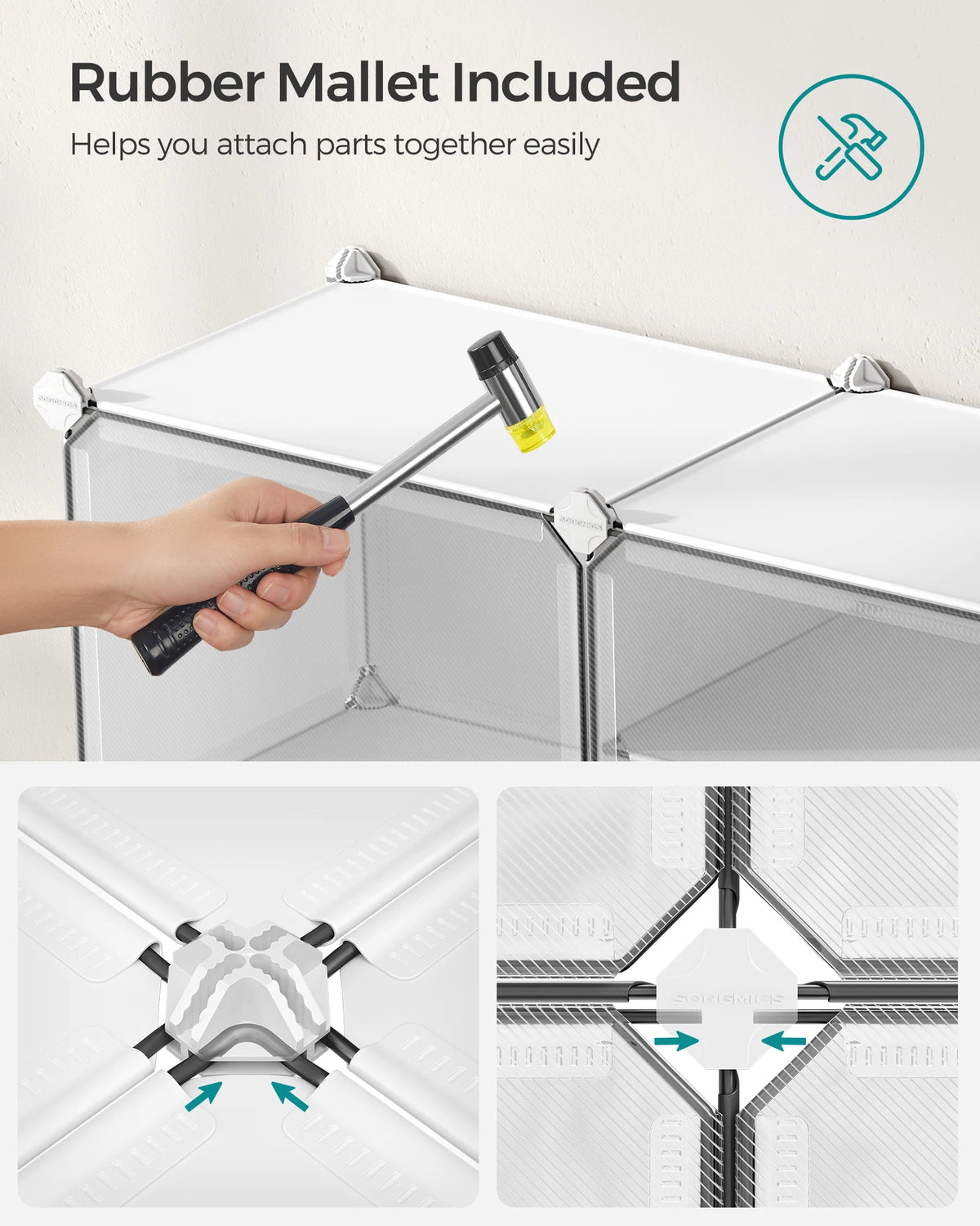 Interlocking Shoe Cabinet with Doors 40-Pair Organizer (White)