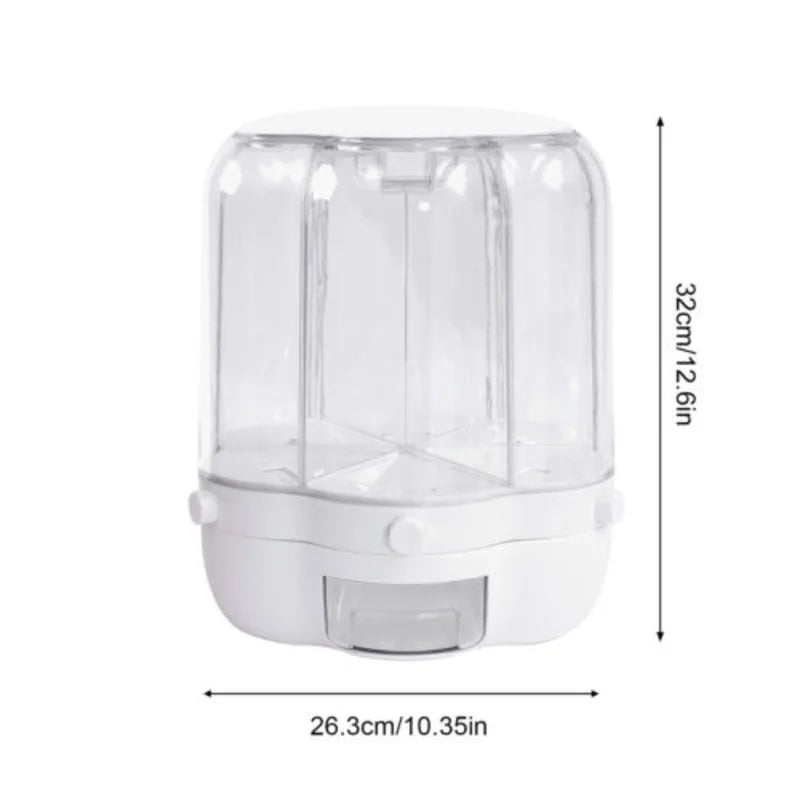 Rotating Food Storage Container Transparent Rice Dispenser