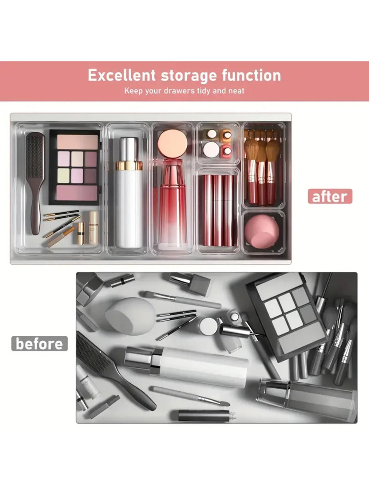 Desk Drawer Dividers Storage Bins 44PCS for Home &amp; Office