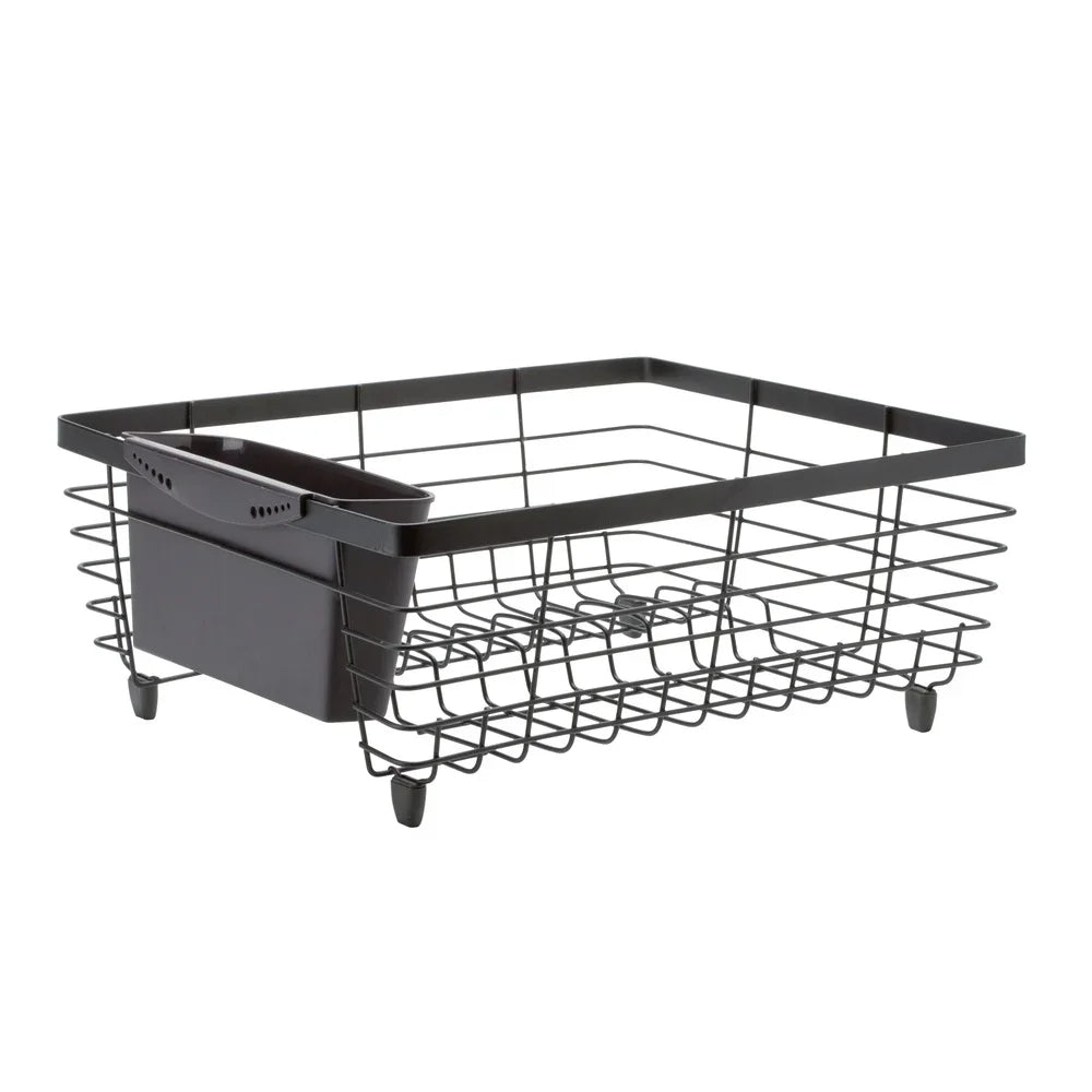 Flat Wire Dish Drying Rack with Cutlery Basket & Drain Tray