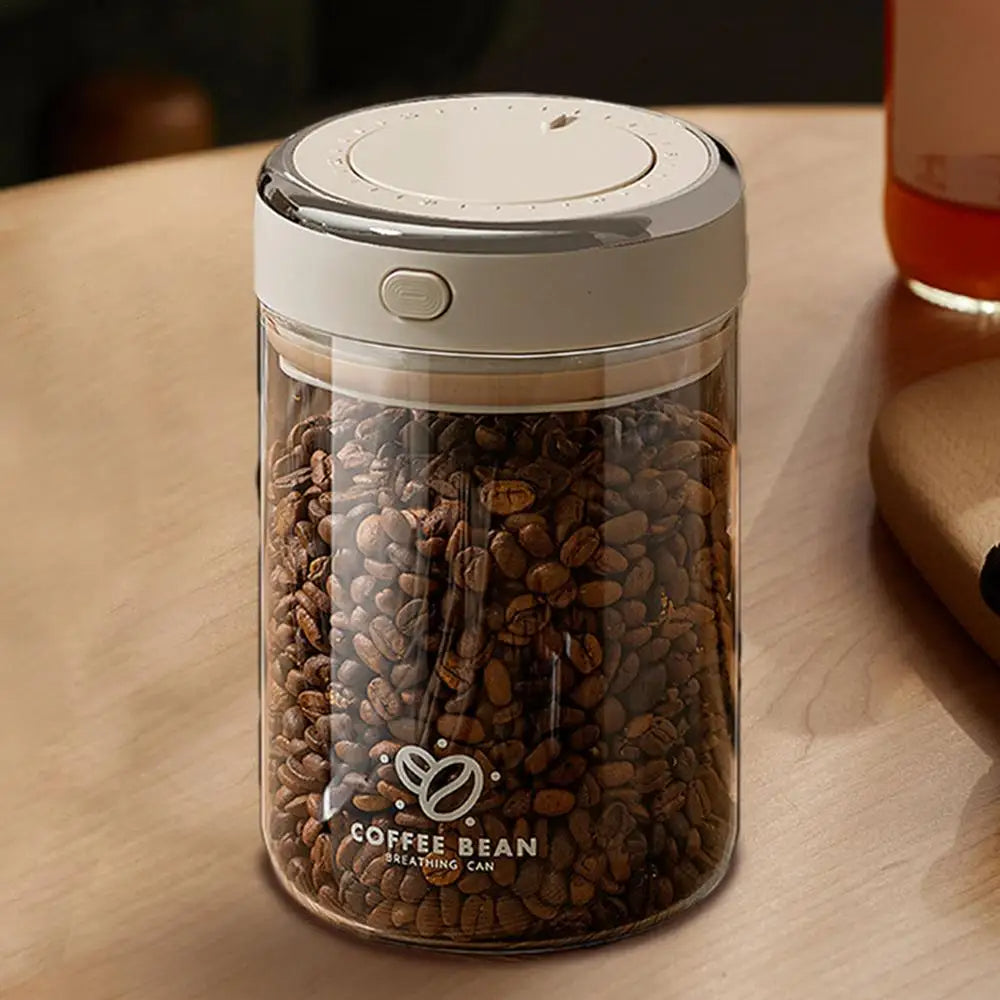 Airtight Glass Coffee Bean Container 1100mL Vacuum Sealed Food Storage Canister