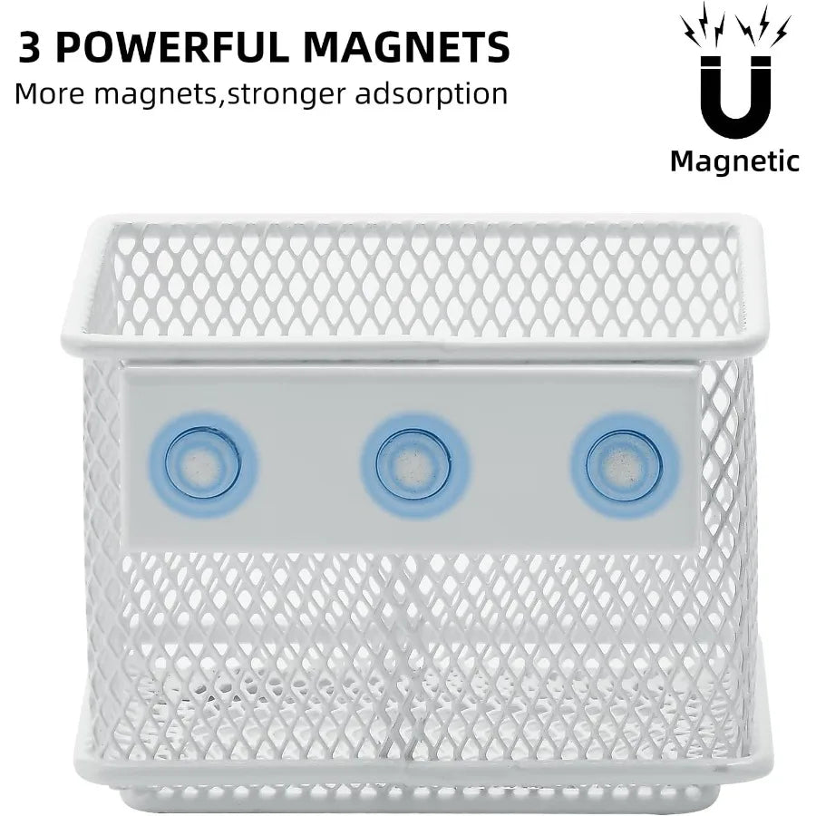 Metal Mesh Magnetic Pen Holder Desk and Locker Organizer (2 Pack)