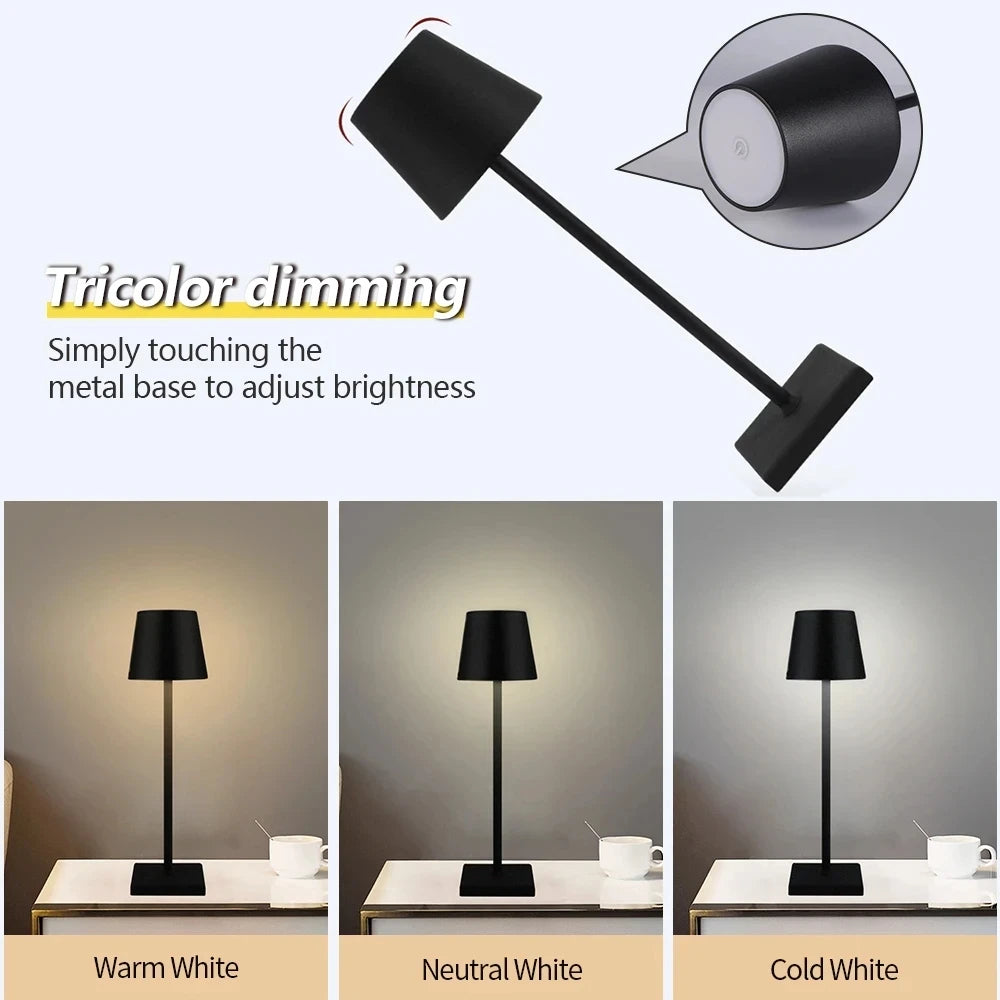 Rechargeable LED Table Lamp Wireless Touch LED Desk Lamp (Black)