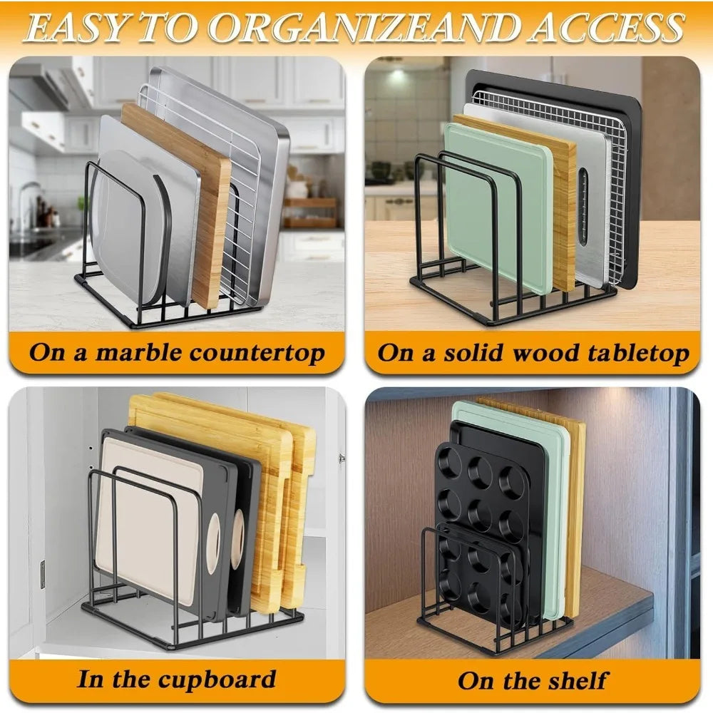 5-Tier Vertical Metal Rack Organizer for Cutting Boards