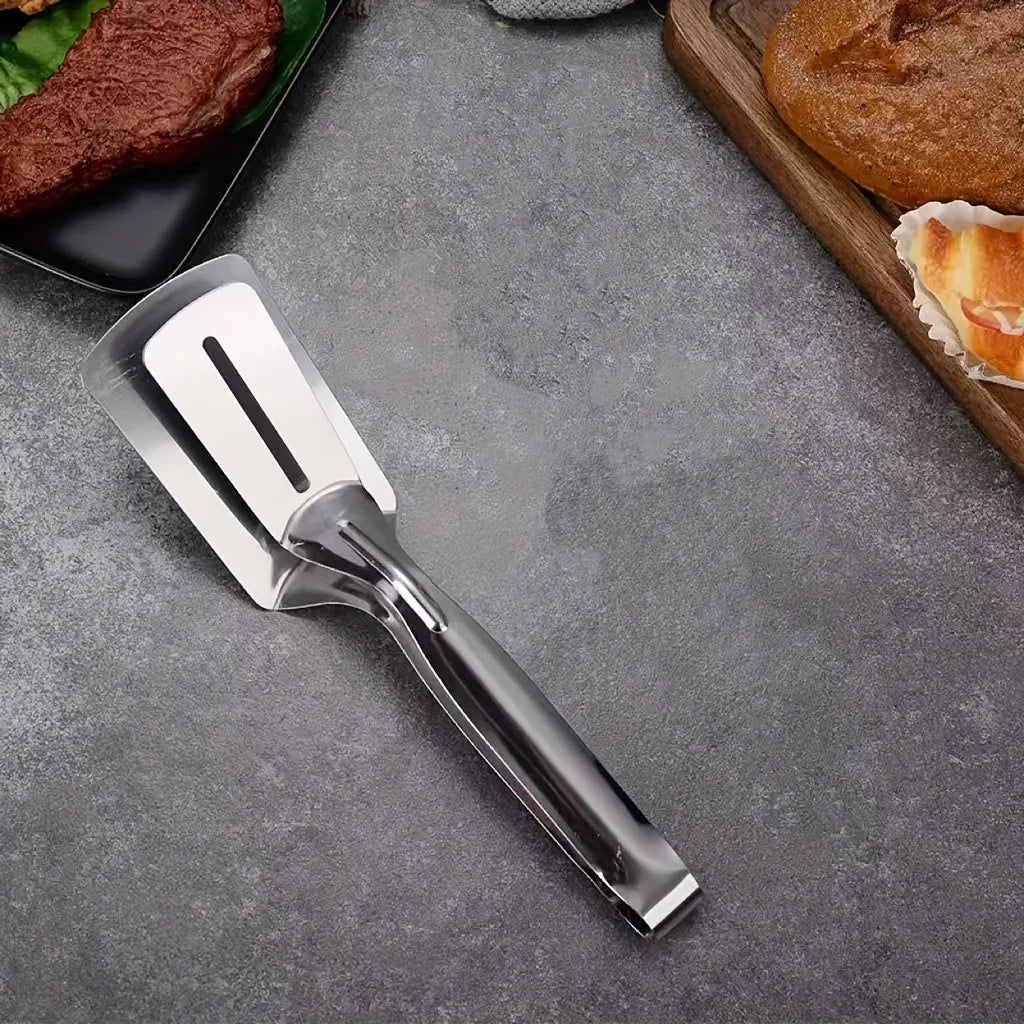 2-in-1 Stainless Steel Food Turner &amp; Tongs – Professional Meat Flipper