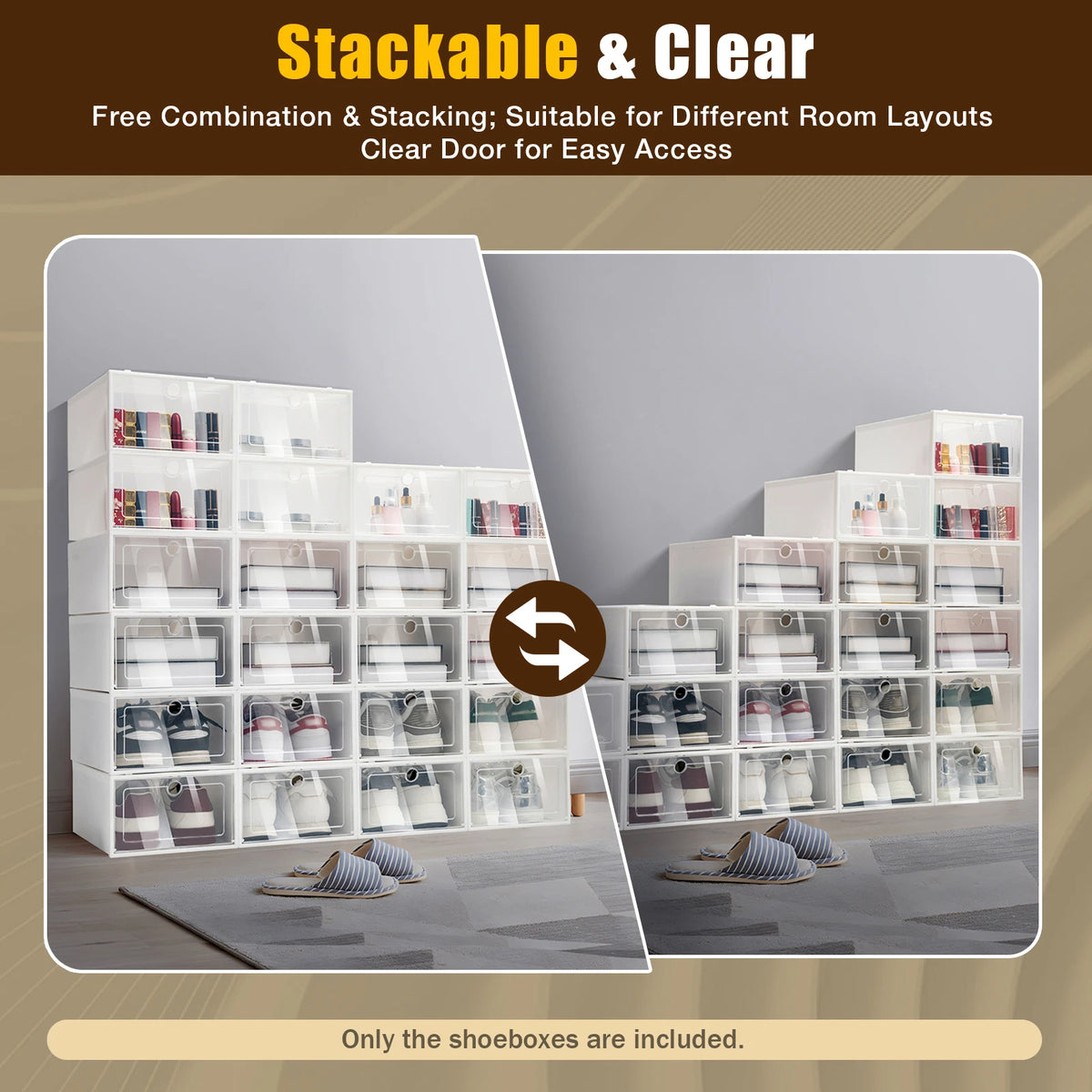 Transparent Foldable Shoe Organizer Bins 24PCS