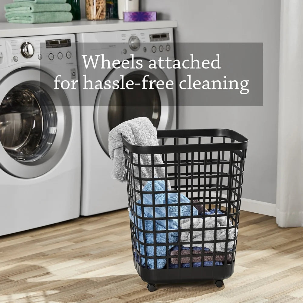 Rolling Laundry Hamper 2.6 Plastic Storage Bin (Black)