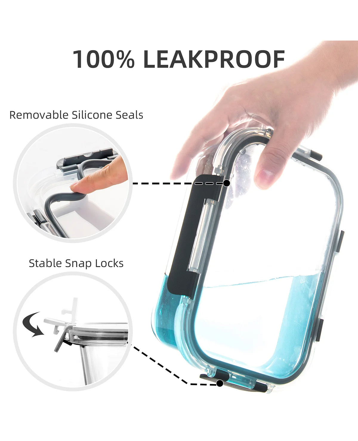 Glass Food Storage Containers Set 8-Piece Leakproof BPA-Free Microwave Oven Safe (Gray)