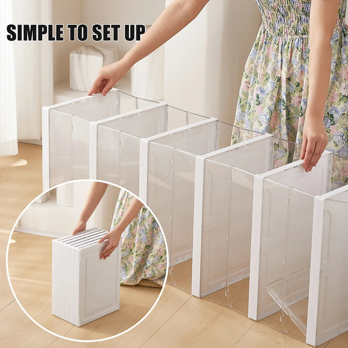 Clear Handbag Storage Box 6-Layers Capacity Foldable Bag Organizer