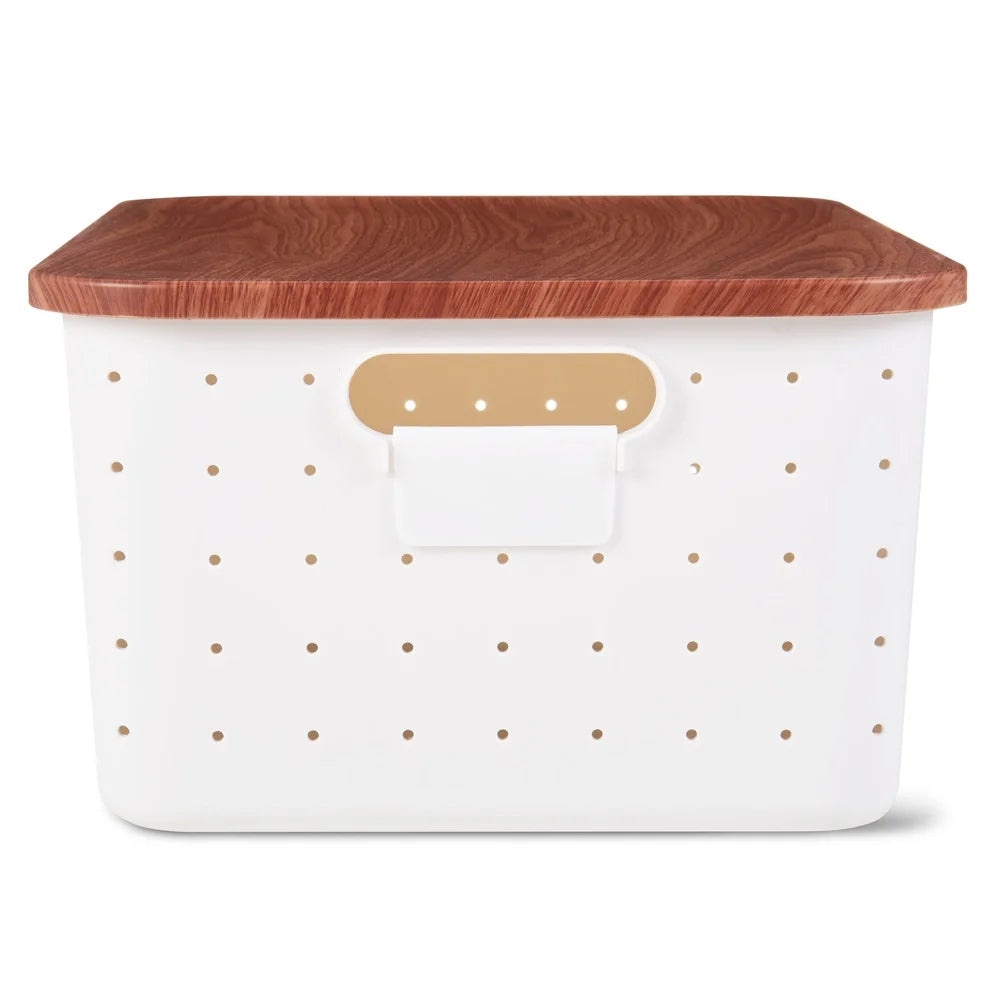 Medium Plastic Storage Box with Lid Stackable Organizer for Office School Crafts