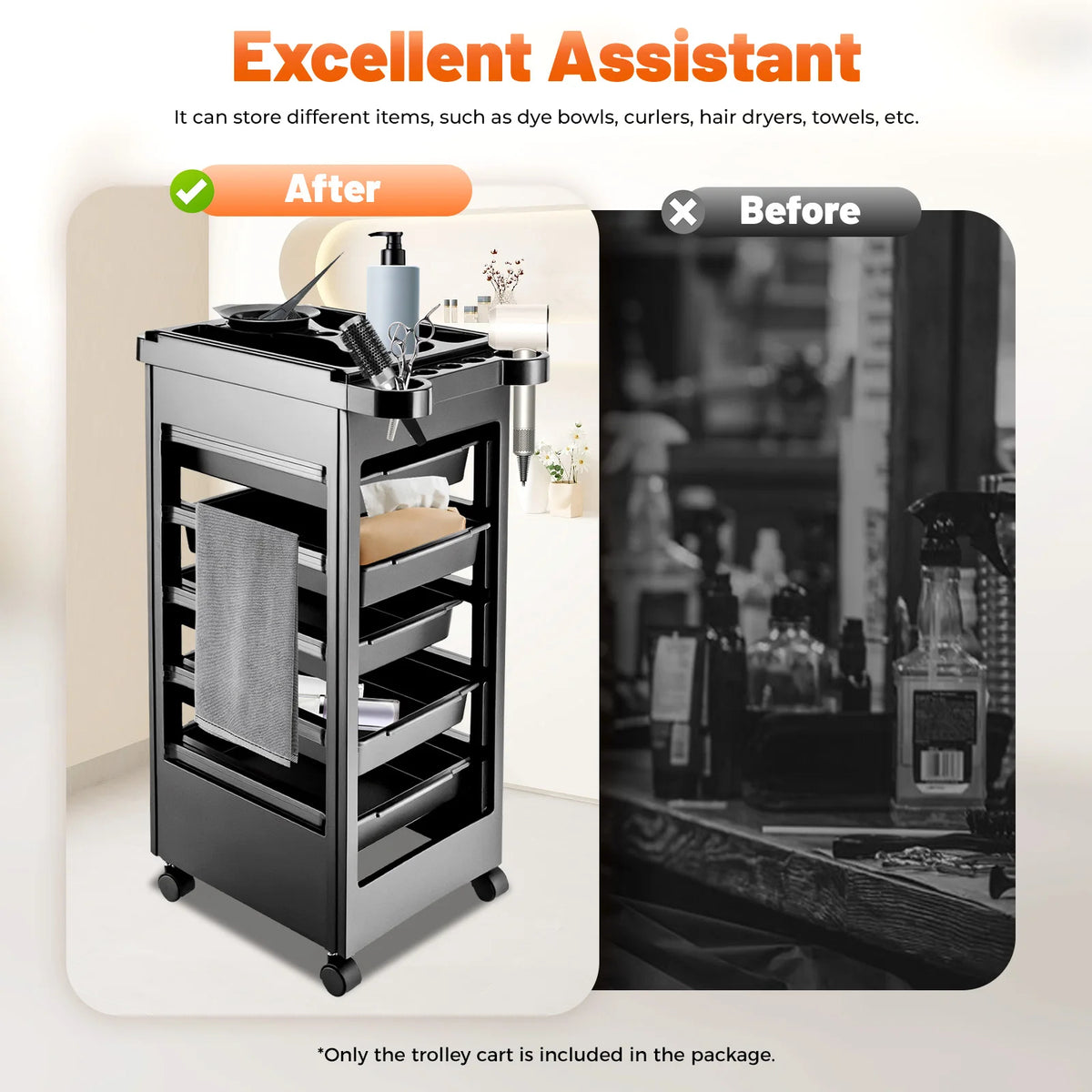 Salon Spa Rolling Cart Organizer with 5 Drawers