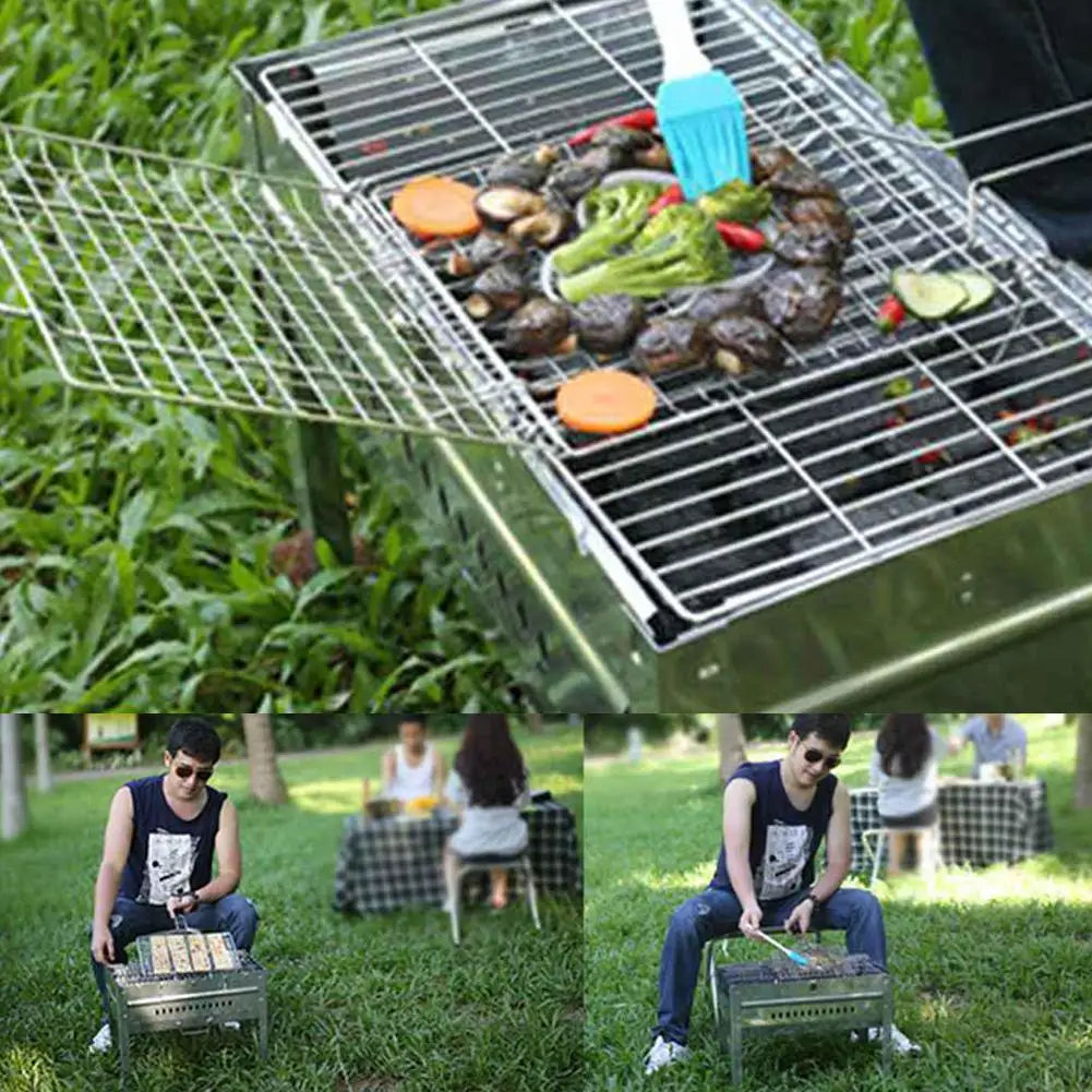 Heavy Duty Barbecue Grilling Basket – Folding Iron Mesh Grill Net