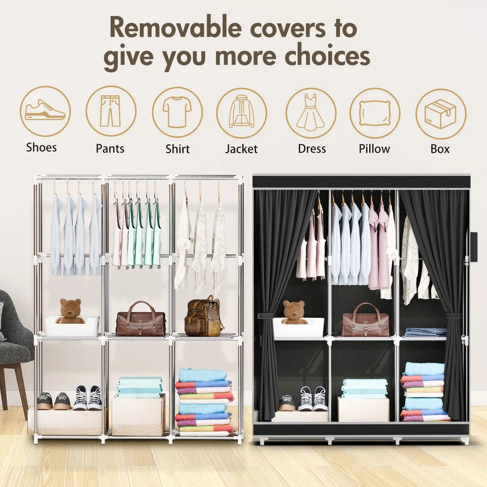 Portable Closet Wardrobe Organizer 51-Inch – 16mm Thick Pipe Clothing Storage Rack (Beige)