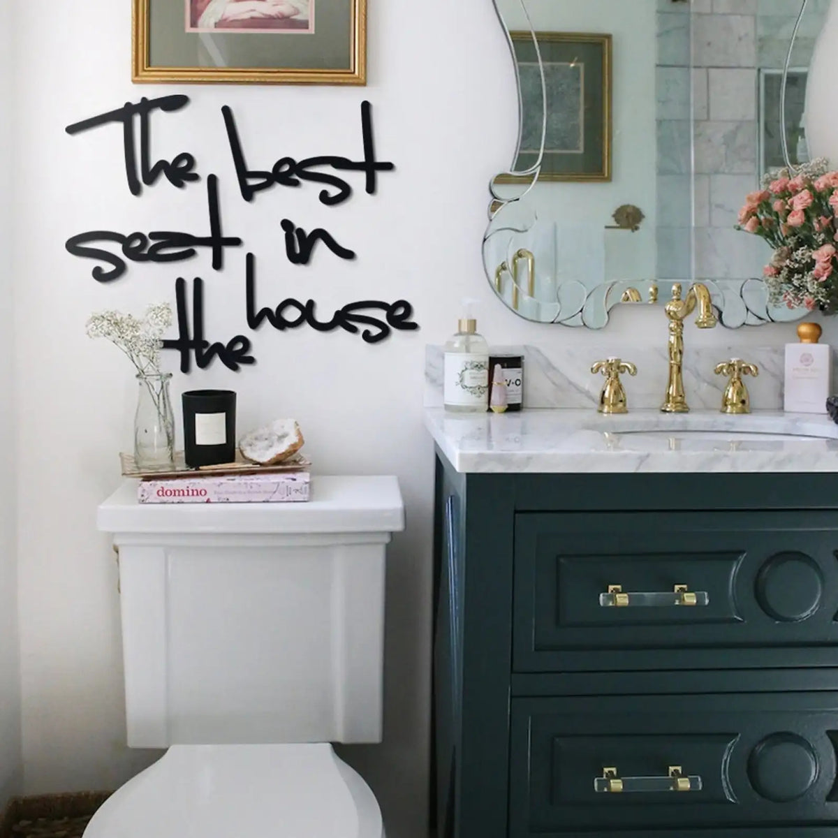 Bathroom Wall Decor Set &quot;The Best Seat in the House&quot; Minimalist Art
