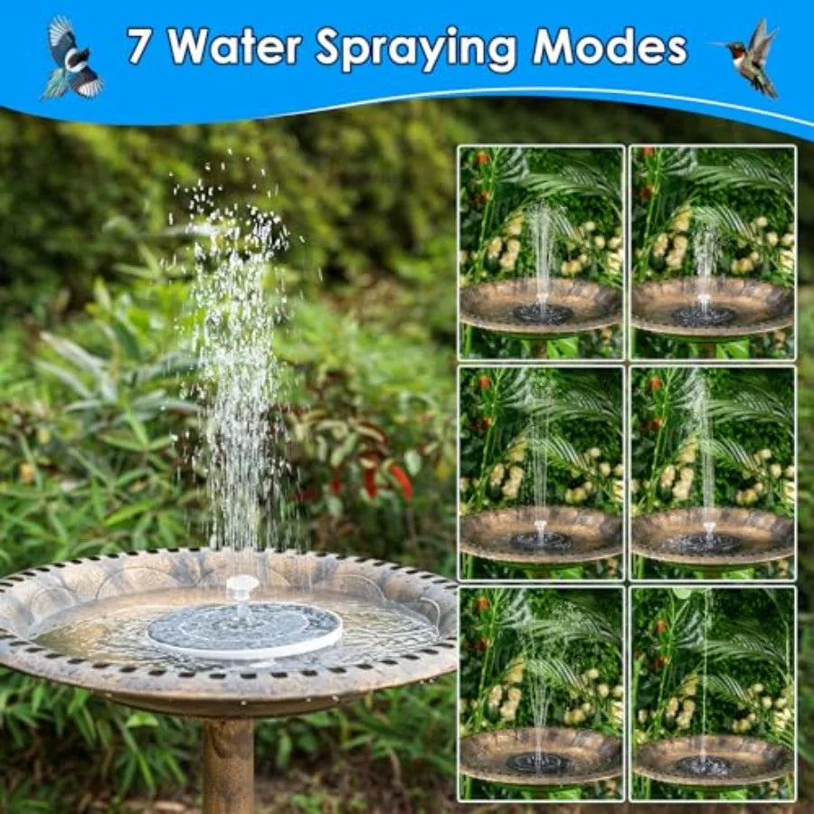 2-Pack Solar Bird Bath Fountain with Remote – 3.5W Solar Water Pump with 2200mAh Battery &amp; Colorful LED Lights (Multicolor)