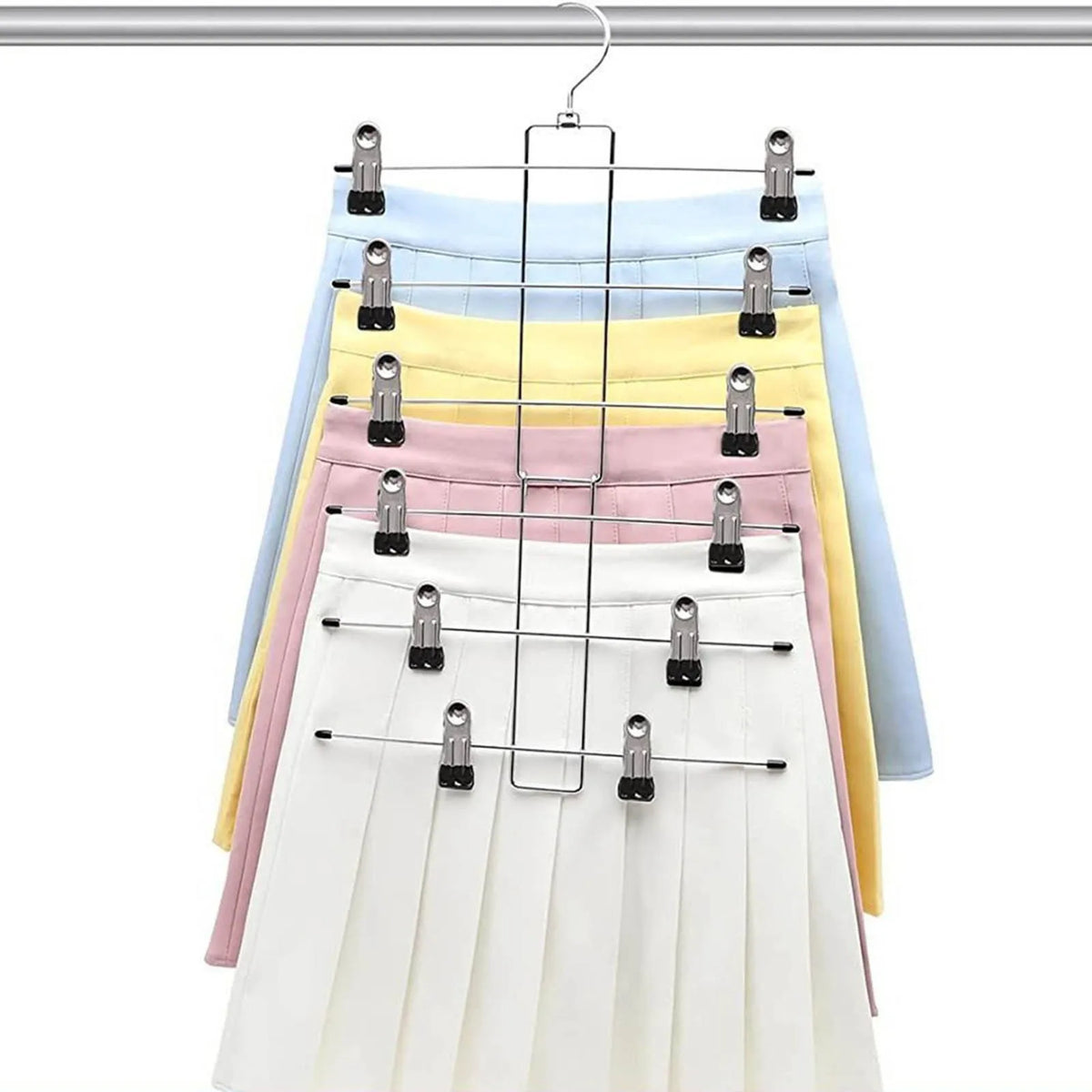 Multilayer Metal Folding Pants Skirt Rack Space-Saving Hanger for Closets
