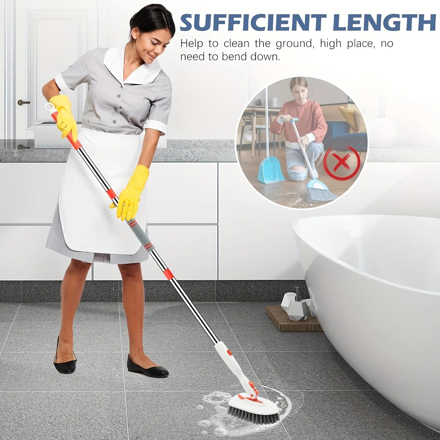 Multipurpose Shower Cleaning Brush with 3 Removable Heads