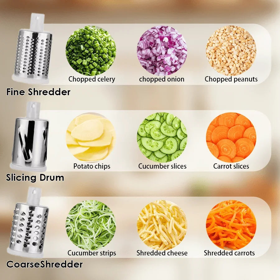 Multifunctional Manual Rotary Grater 3-in-1 Rotary Cheese Grater &amp; Vegetable Slicer (Green)