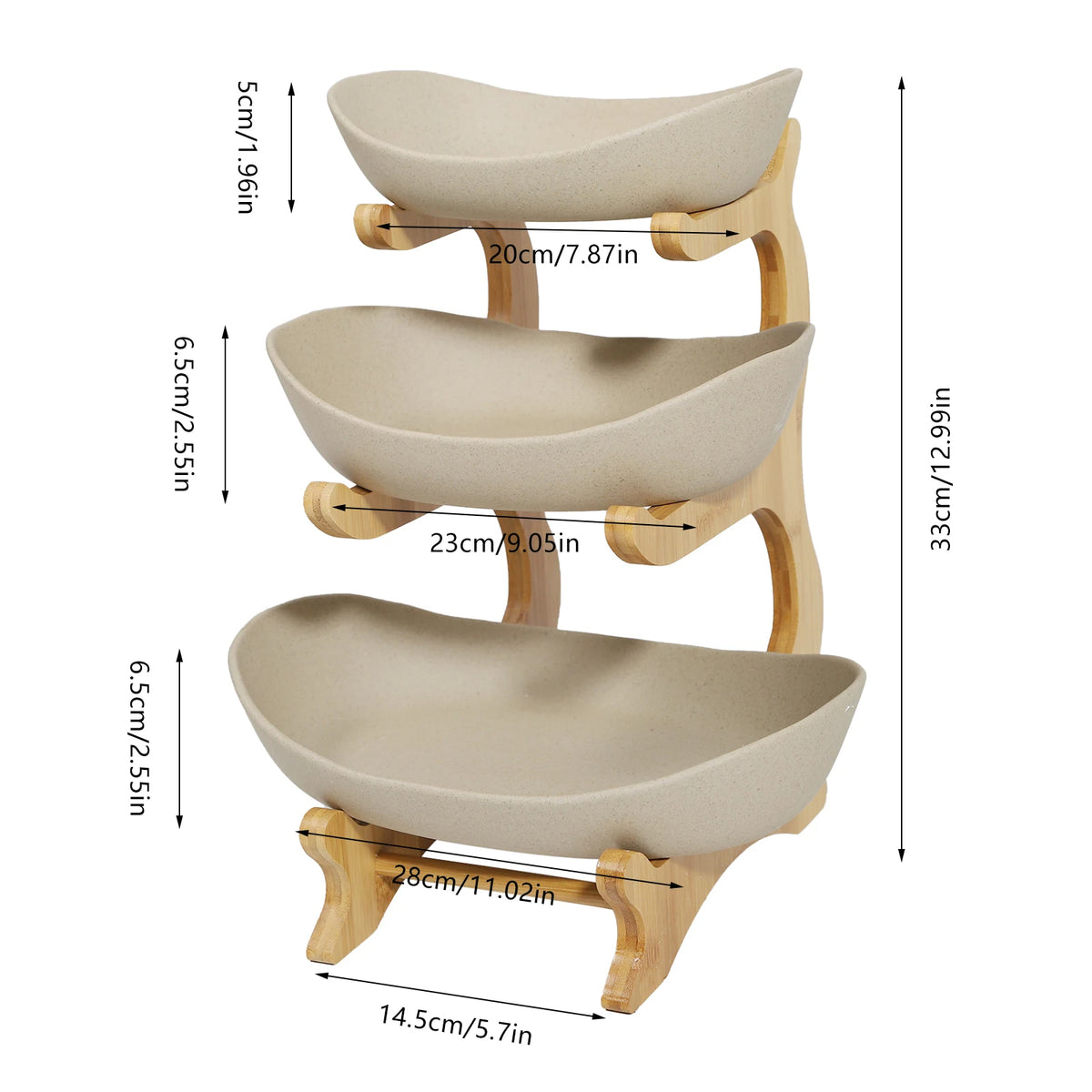 3-Tier Ceramic Fruit Bowl Modern Style Basket