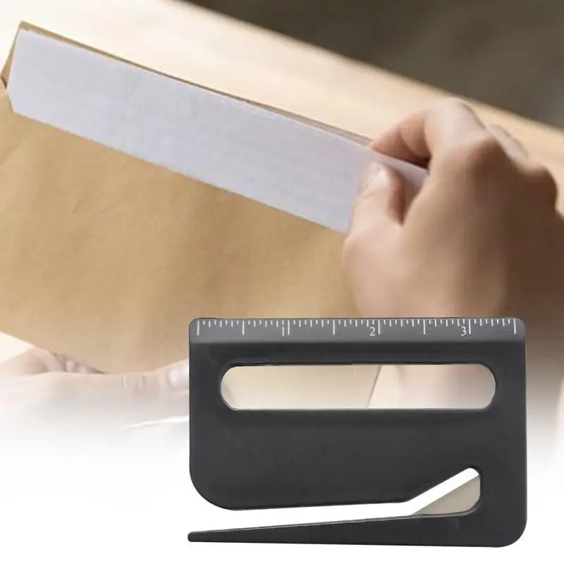 Multifunction Letter Opener with Magnifying Glass Ruler (Black)