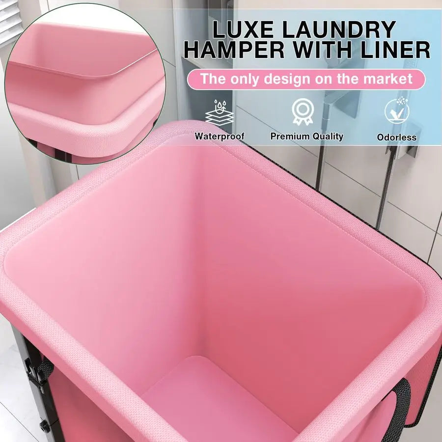 150L Large Rolling Laundry Basket – Heavy Duty Laundry Cart with Metal Frame