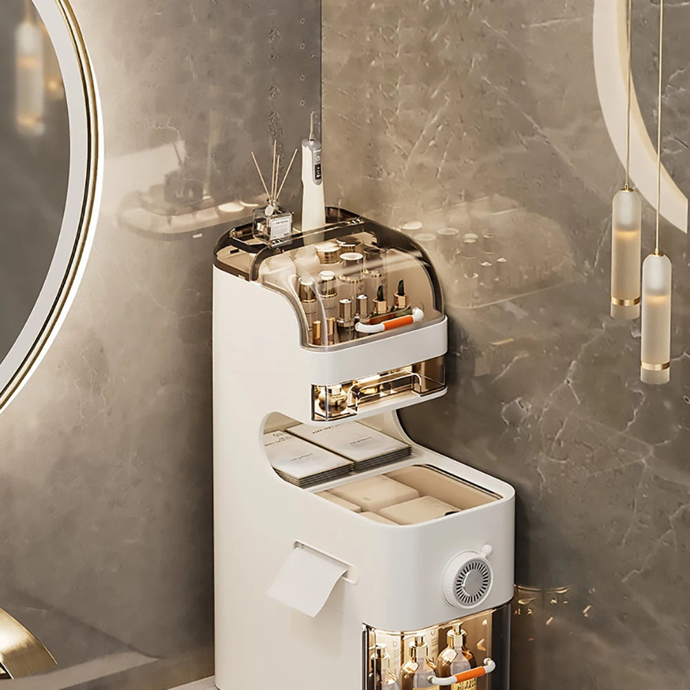 Multifunctional Slim Storage Tower for Bathroom Kitchen (White)