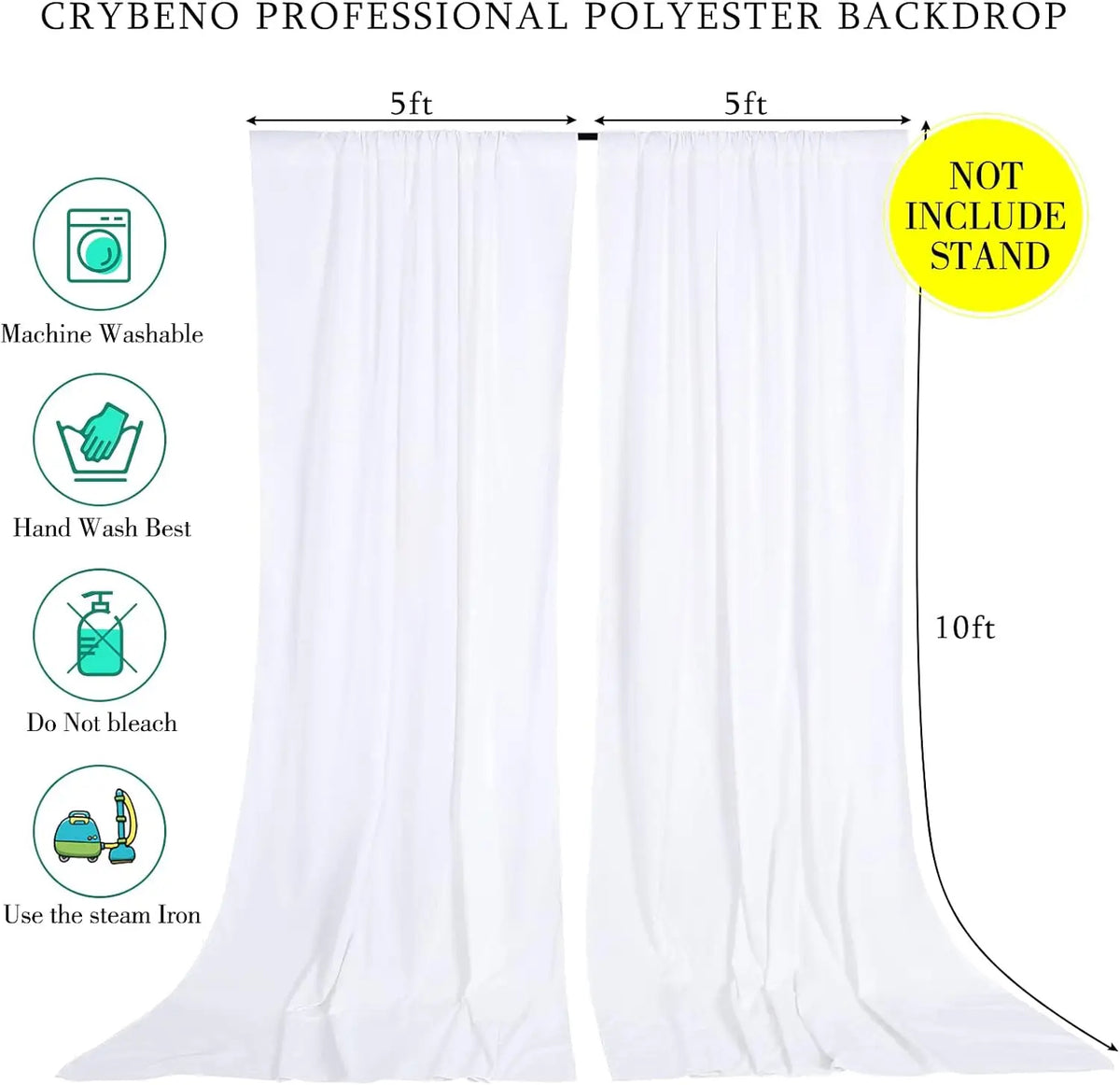 White Wrinkle-Free Wedding Backdrop Curtains 10x10ft